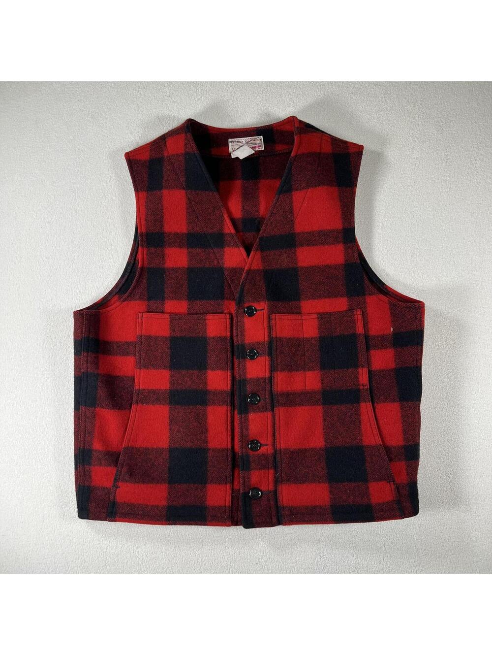 Vintage 2003 C.C Filson buffalo plaid 100% wool vest